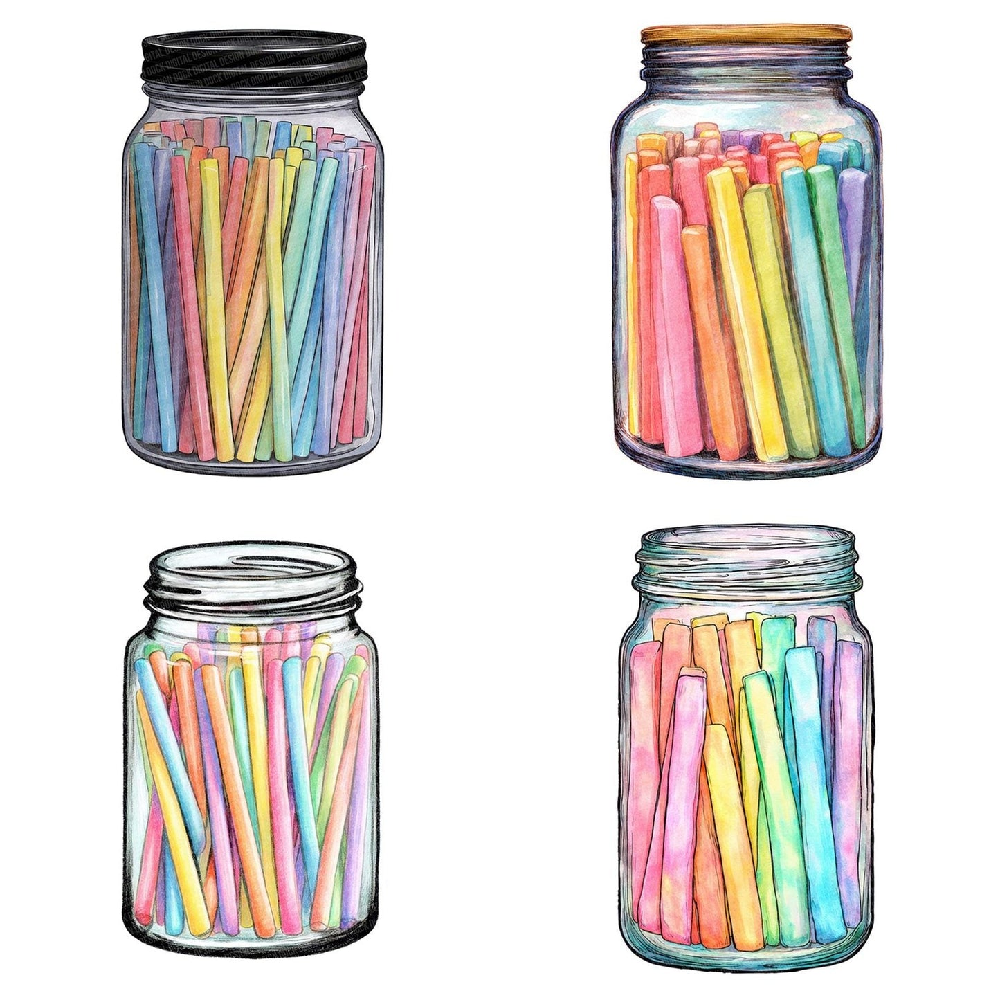 Watercolour Candy Jar Clipart Set (DDD007026)