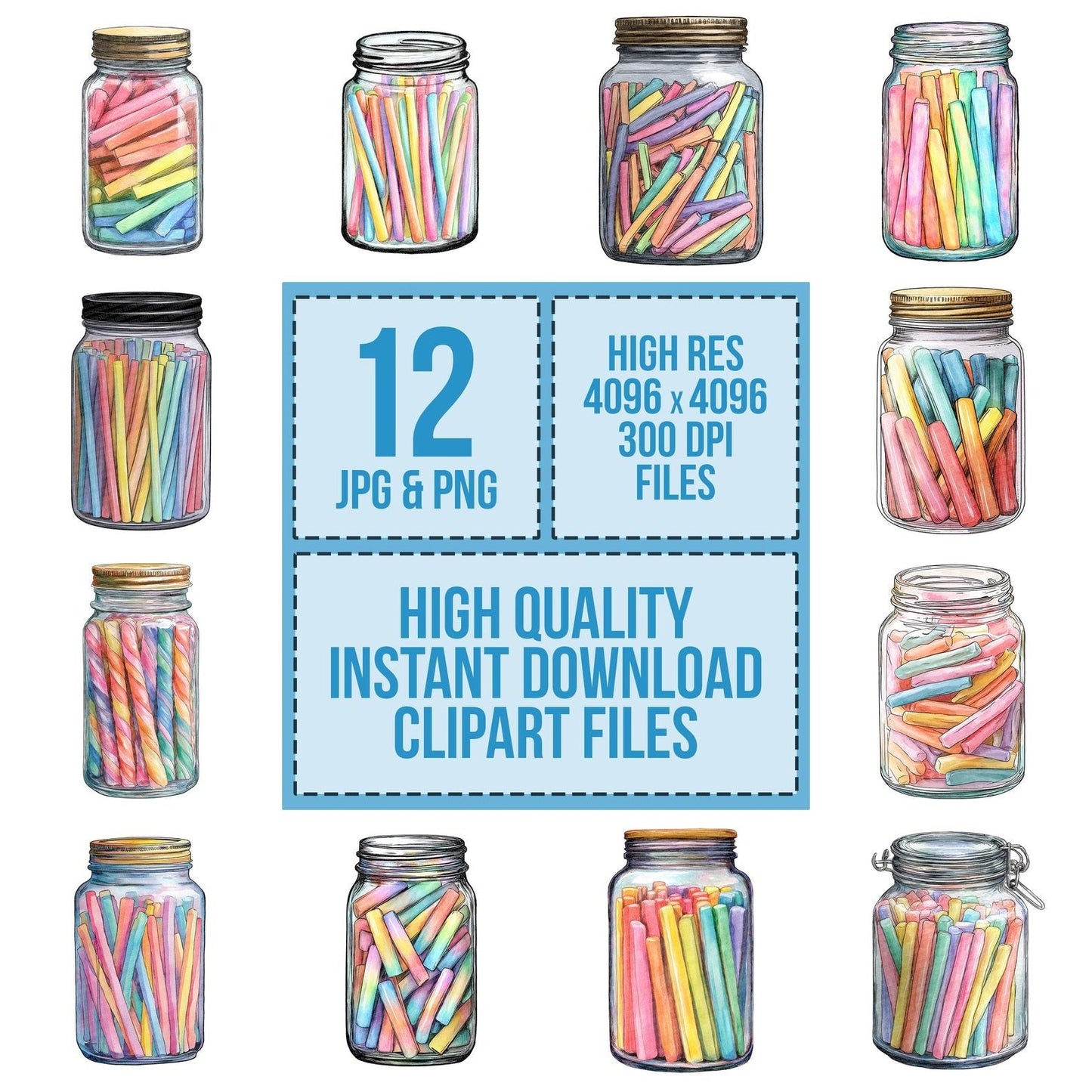 Watercolour Candy Jar Clipart Set (DDD007026)