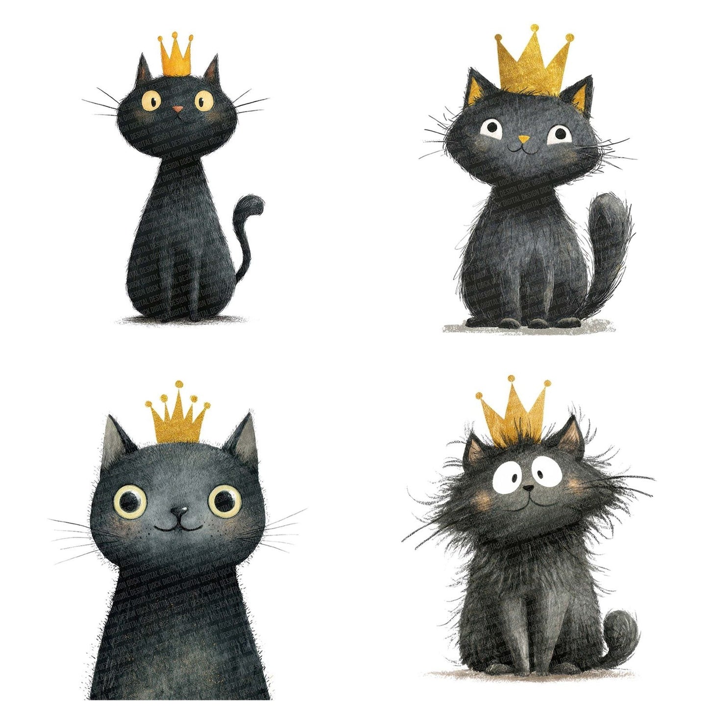 Watercolour Cat Crown Clipart Set (DDD007030)