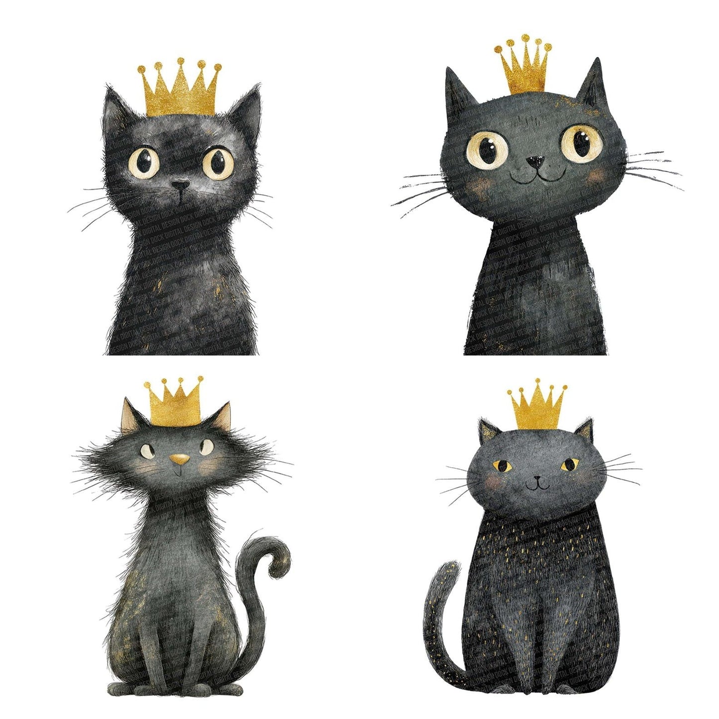 Watercolour Cat Crown Clipart Set (DDD007030)