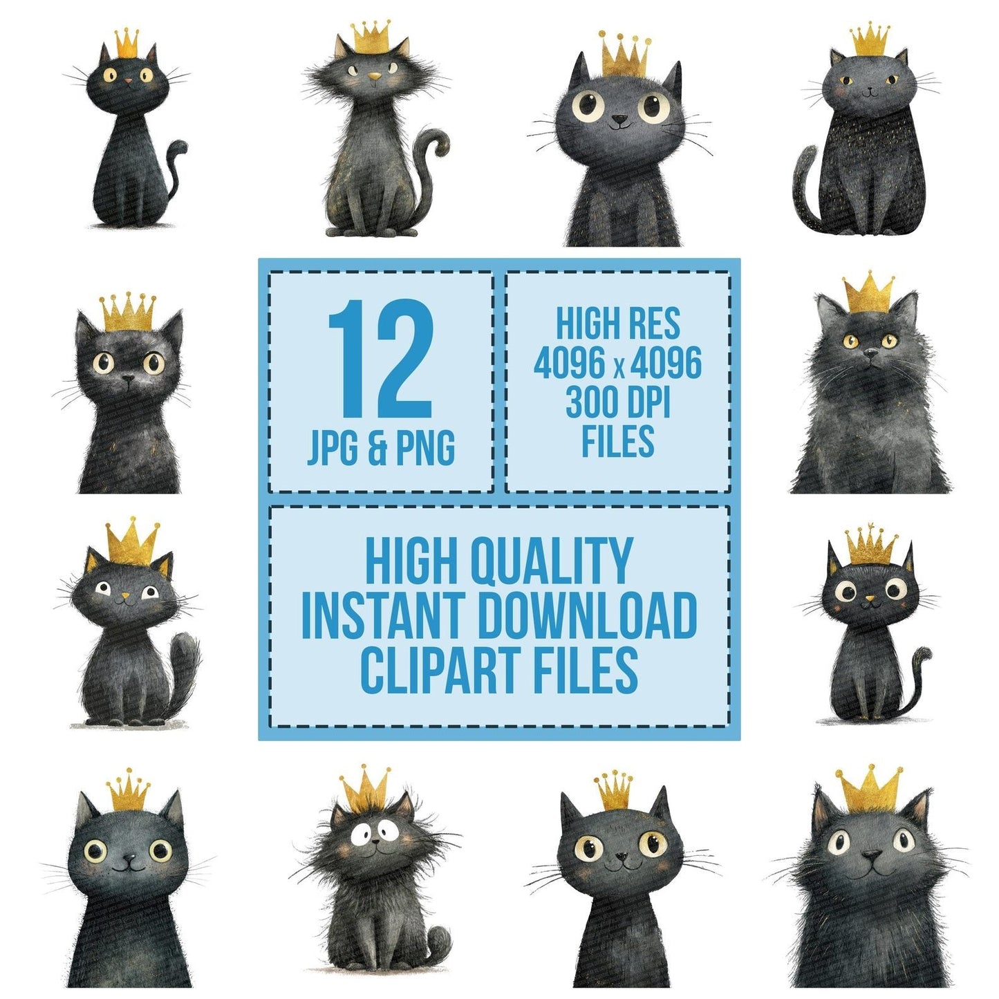 Watercolour Cat Crown Clipart Set (DDD007030)