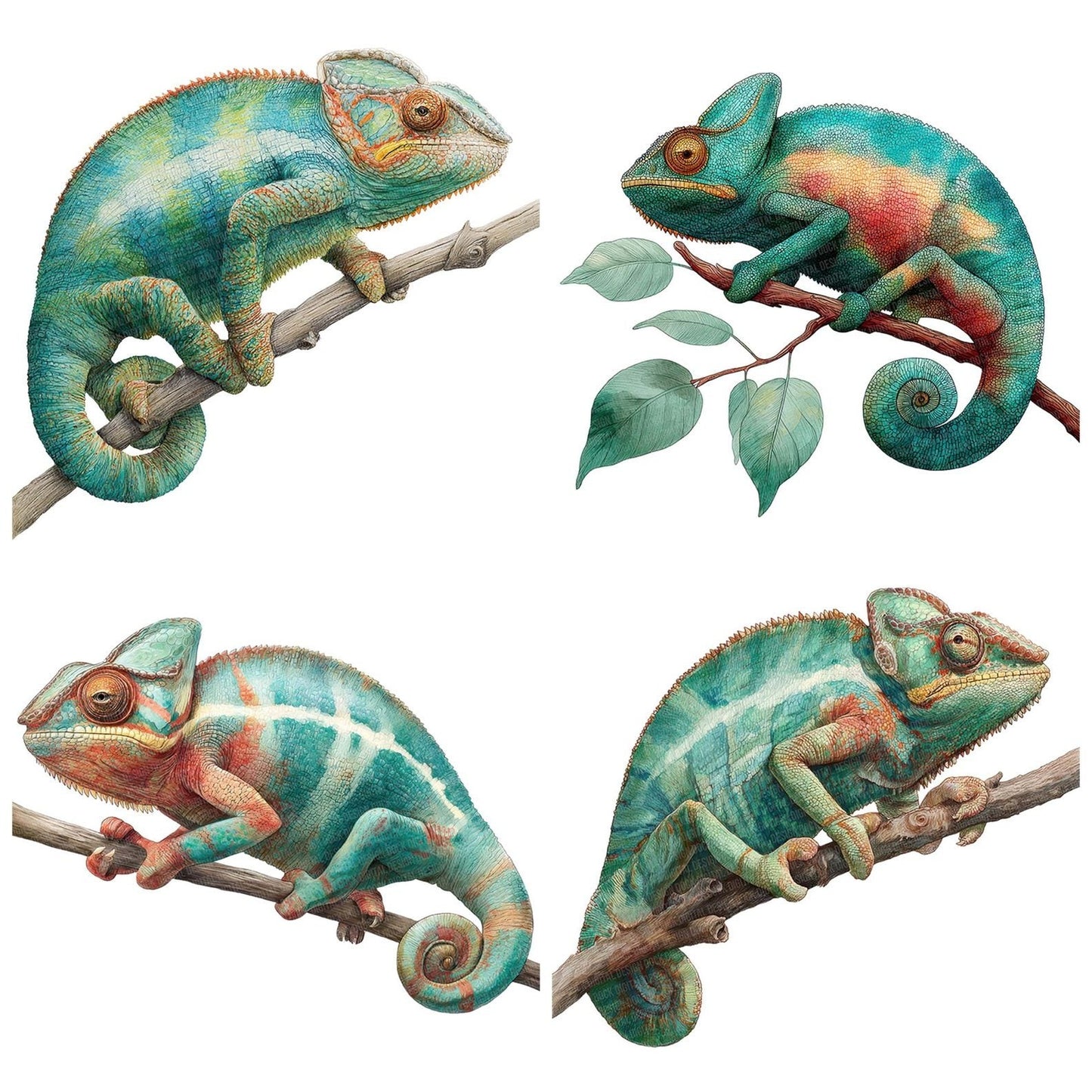 Watercolour Chameleon Clipart Set (DDD007033)