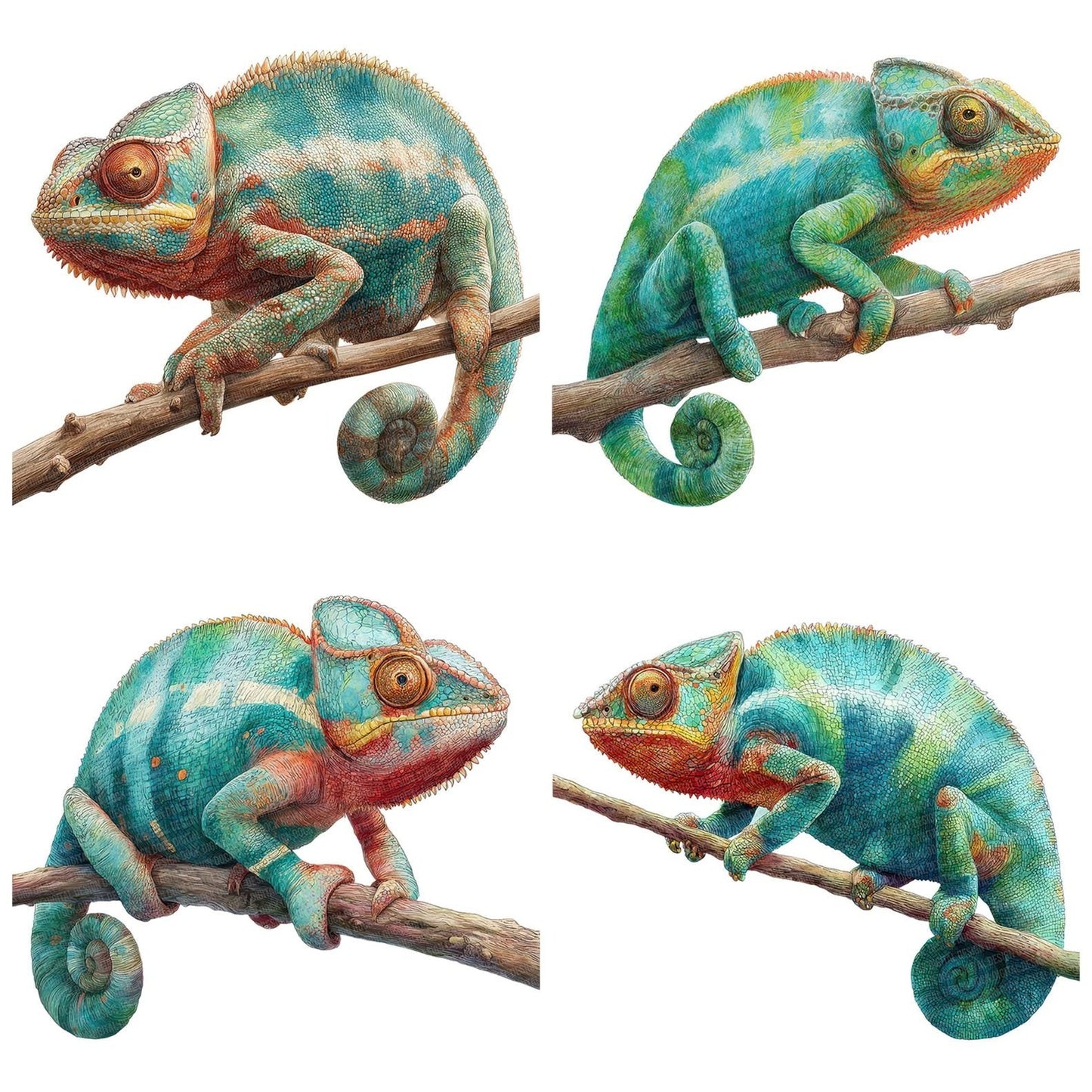 Watercolour Chameleon Clipart Set (DDD007033)