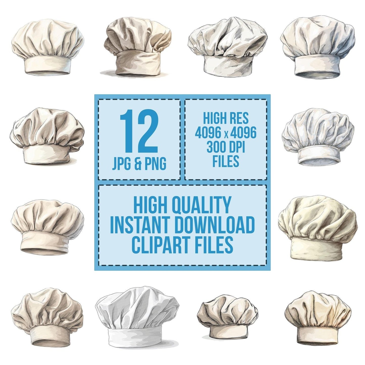 Watercolour Chefs Hat Clipart Set (DDD007034)