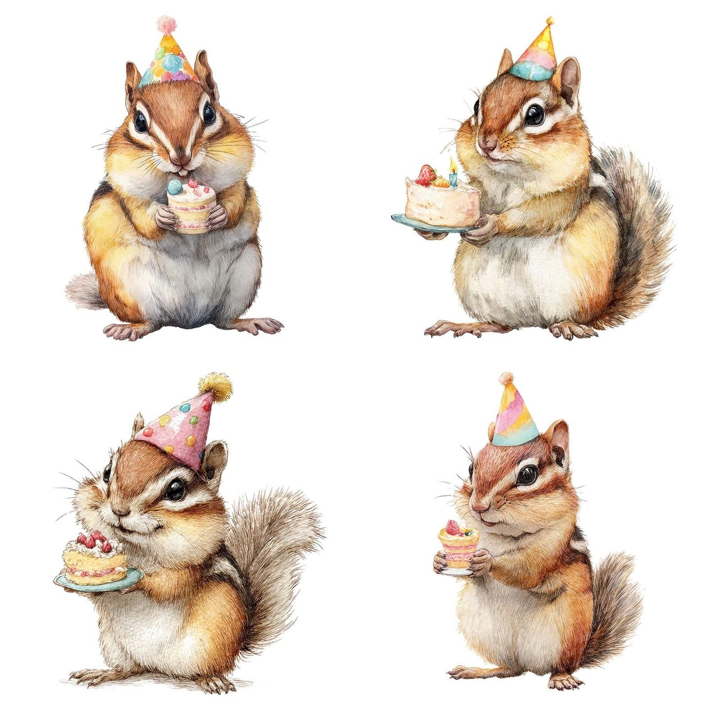 Watercolour Chipmunk Birthday Clipart Set (DDD007038)