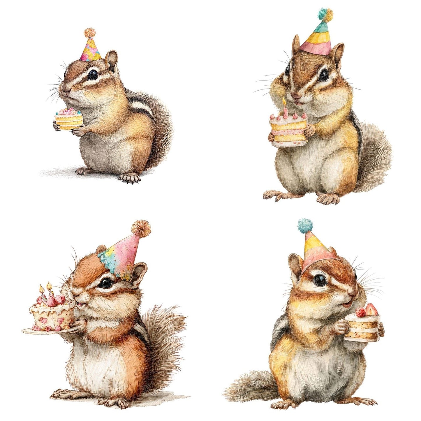 Watercolour Chipmunk Birthday Clipart Set (DDD007038)