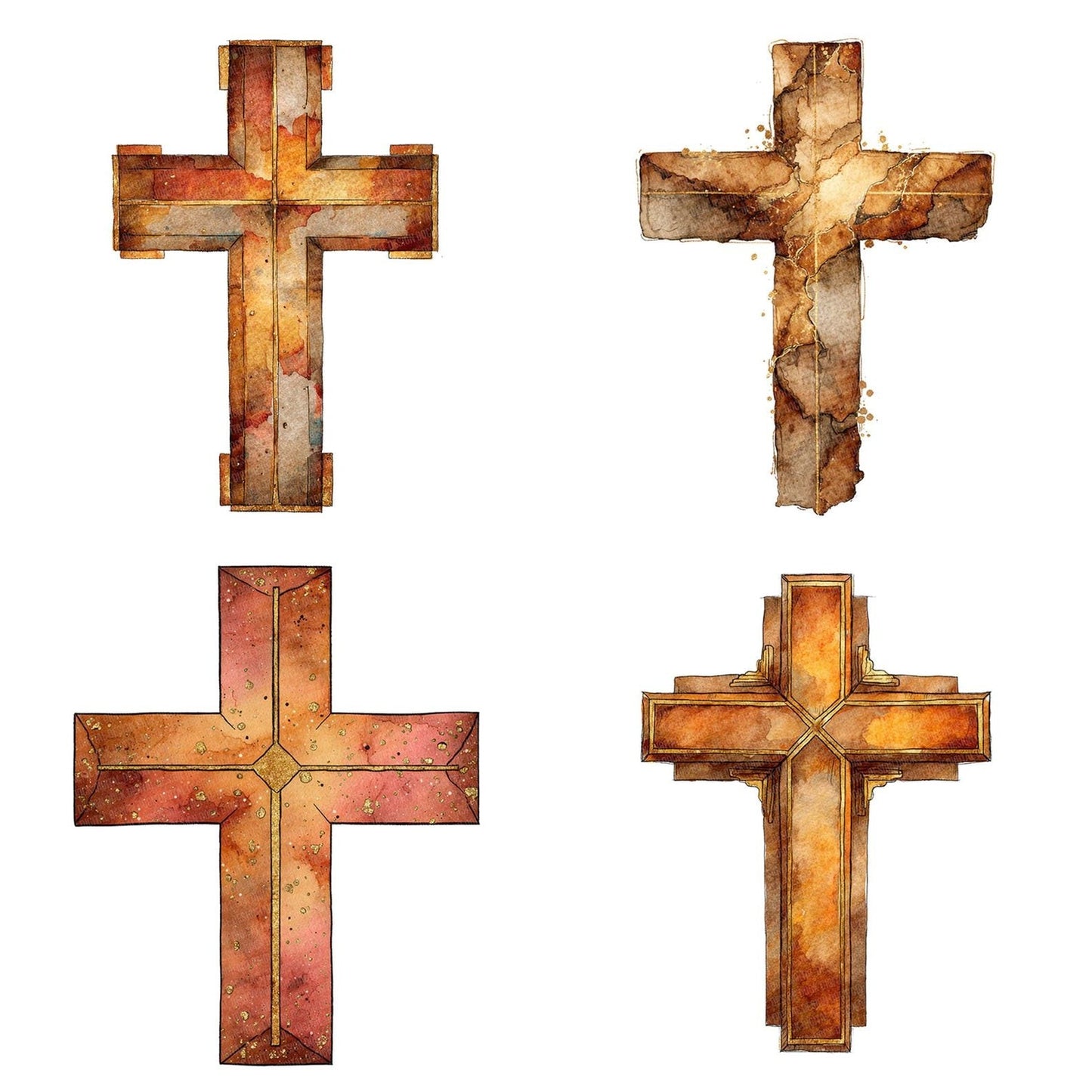 Watercolour Christian Cross Clipart Set (DDD007039)