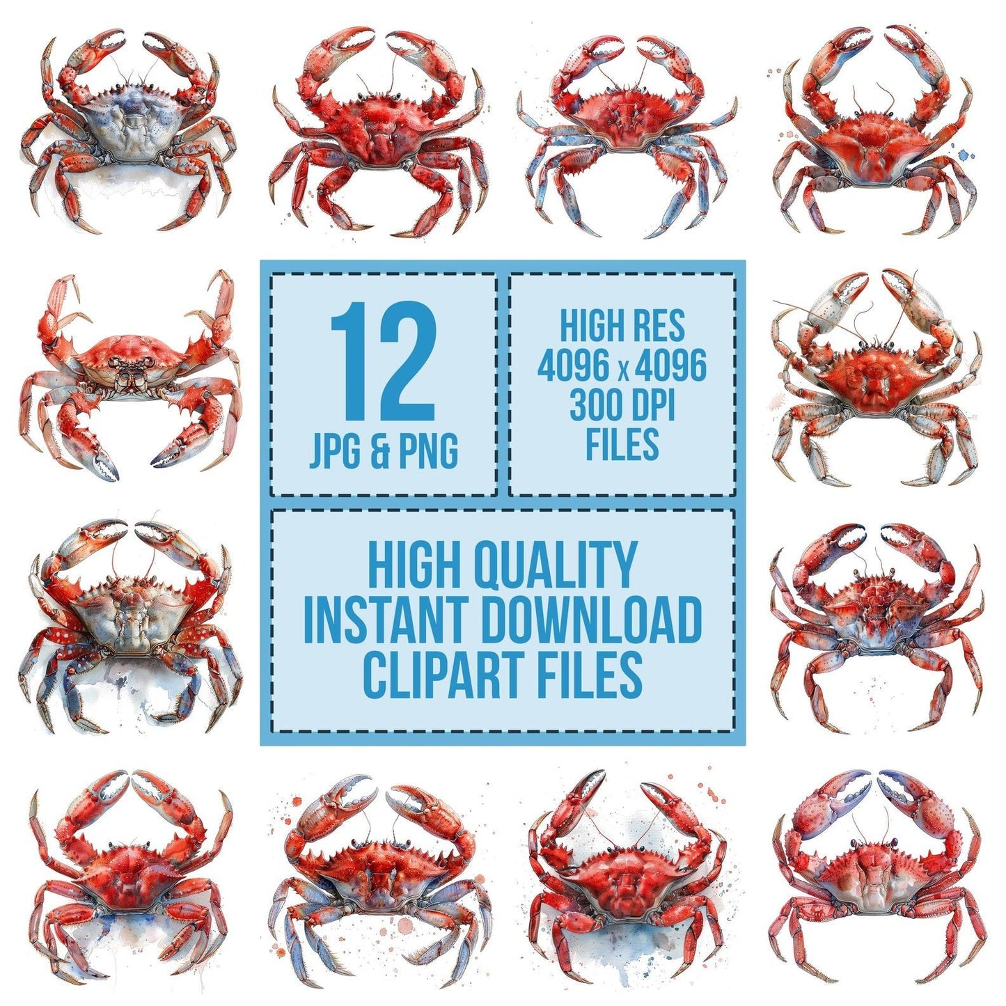 Watercolour Crab Clipart Set (DDD007070)