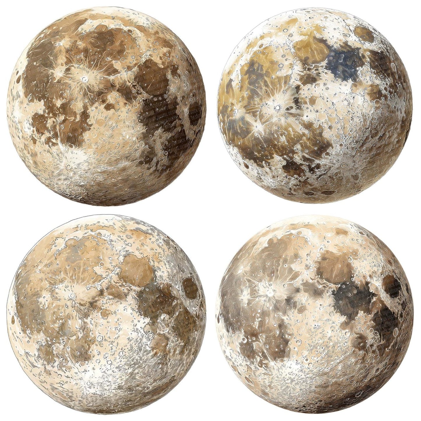 Watercolour Cream Moon Clipart Set (DDD007072)