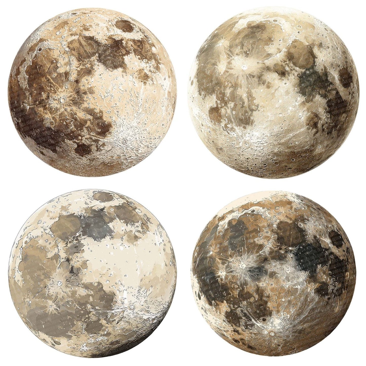 Watercolour Cream Moon Clipart Set (DDD007072)