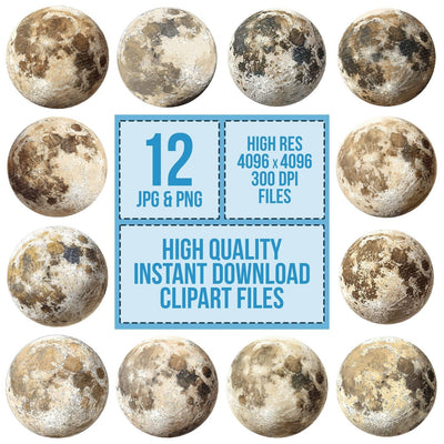 Watercolour Cream Moon Clipart Set (DDD007072)