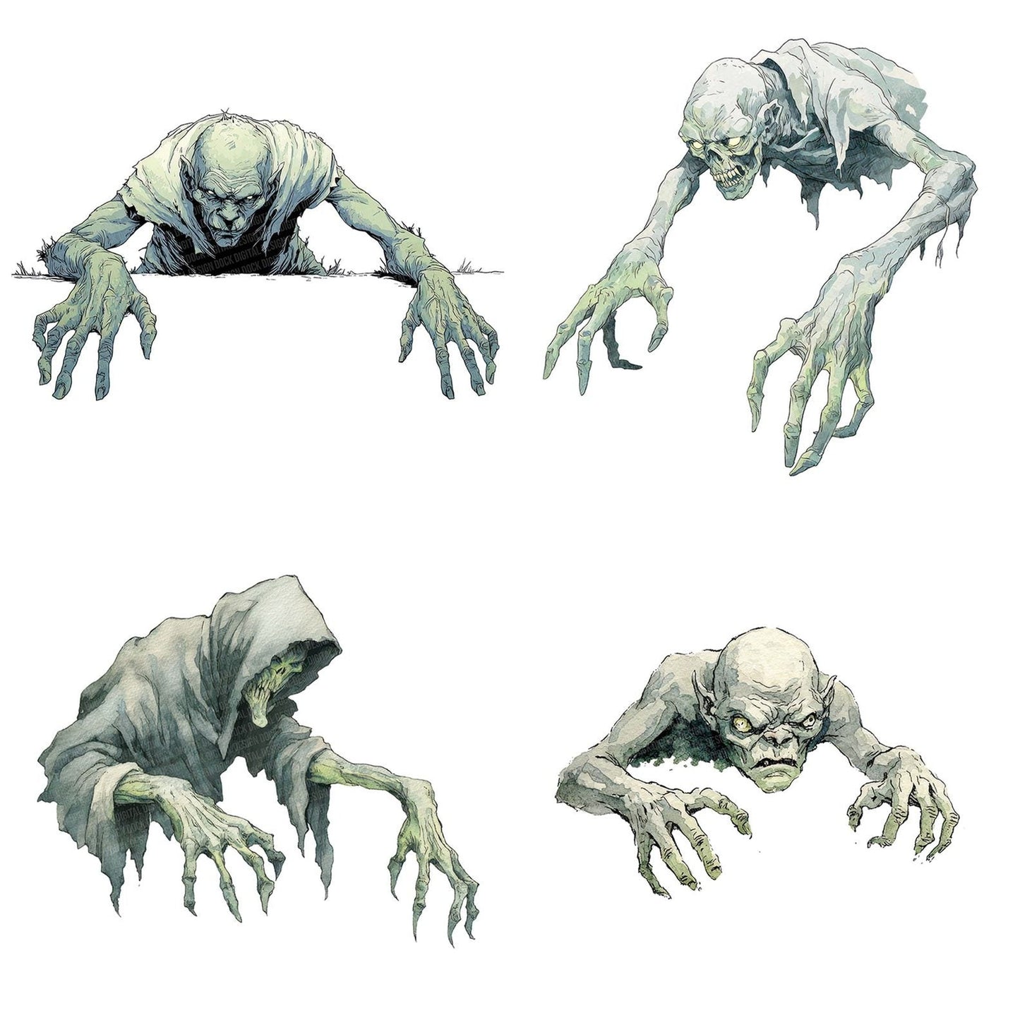 Watercolour Creeping Ghoul Clipart Set (DDD007073)