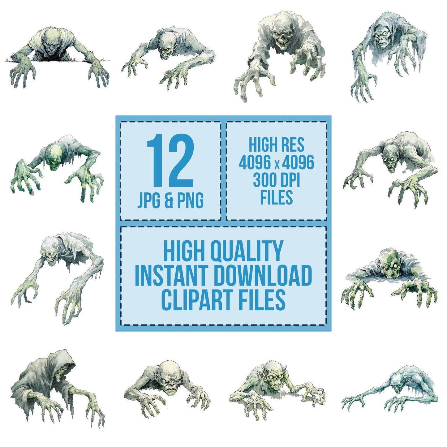 Watercolour Creeping Ghoul Clipart Set (DDD007073)
