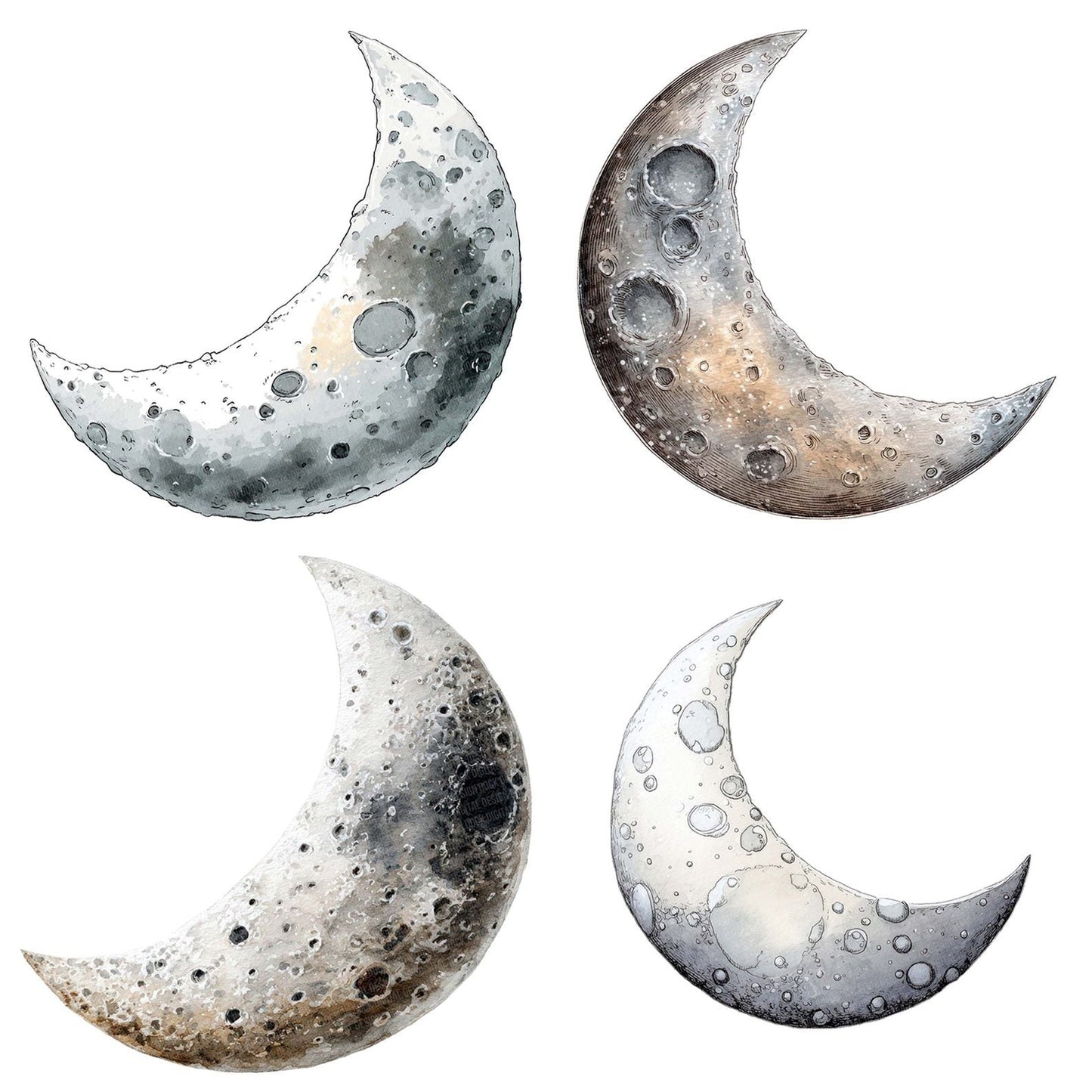 Watercolour Crescent Moon Clipart Set (DDD007075)