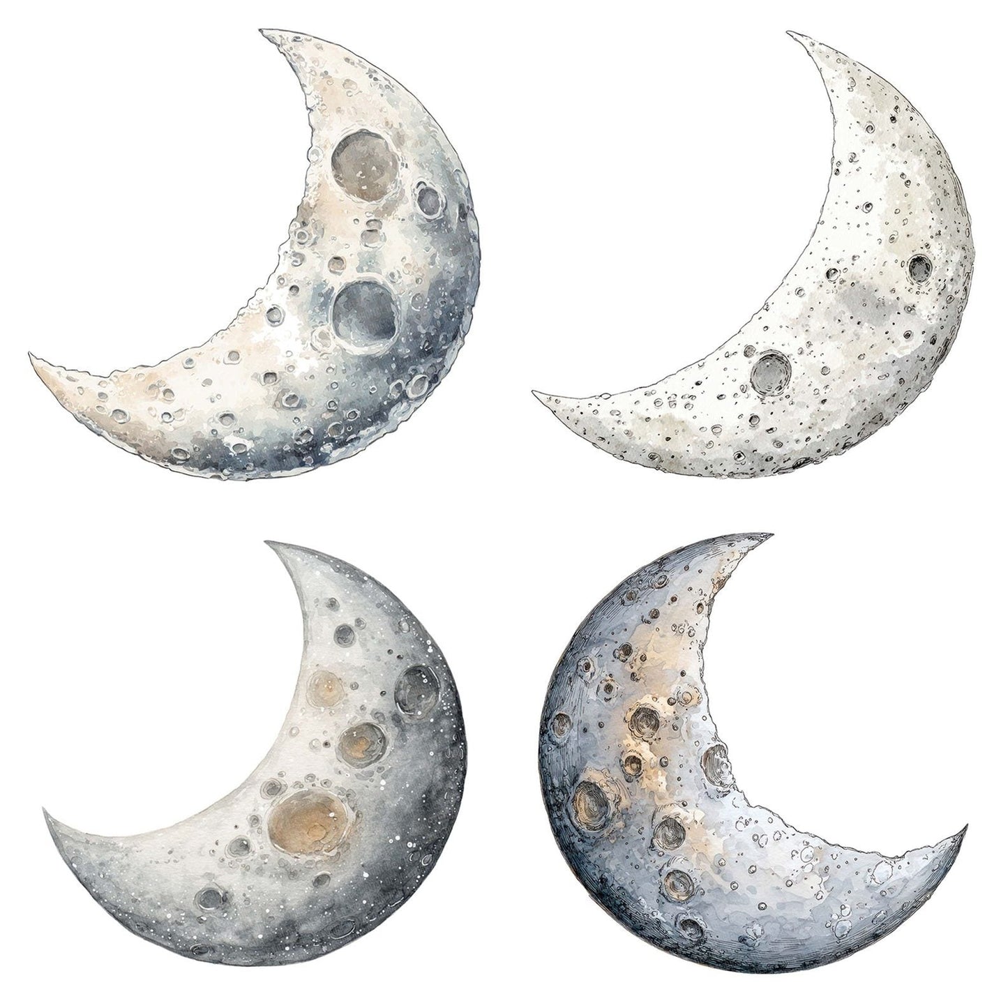 Watercolour Crescent Moon Clipart Set (DDD007075)