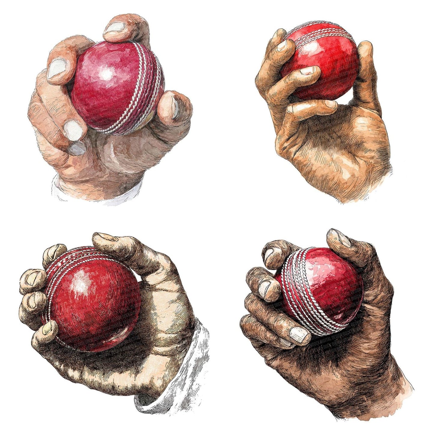 Watercolour Cricket Bowl Clipart Set (DDD007077)