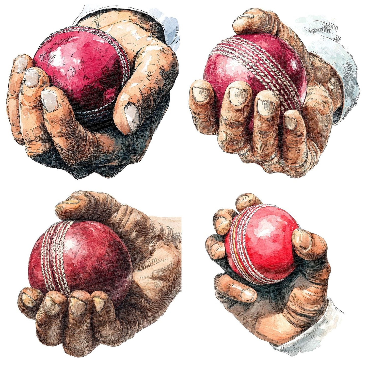 Watercolour Cricket Bowl Clipart Set (DDD007077)