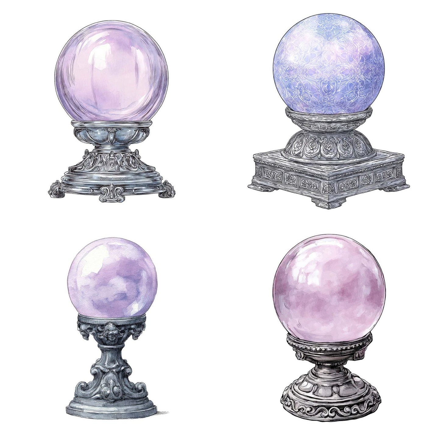 Watercolour Crystal Ball Clipart Set (DDD007078)