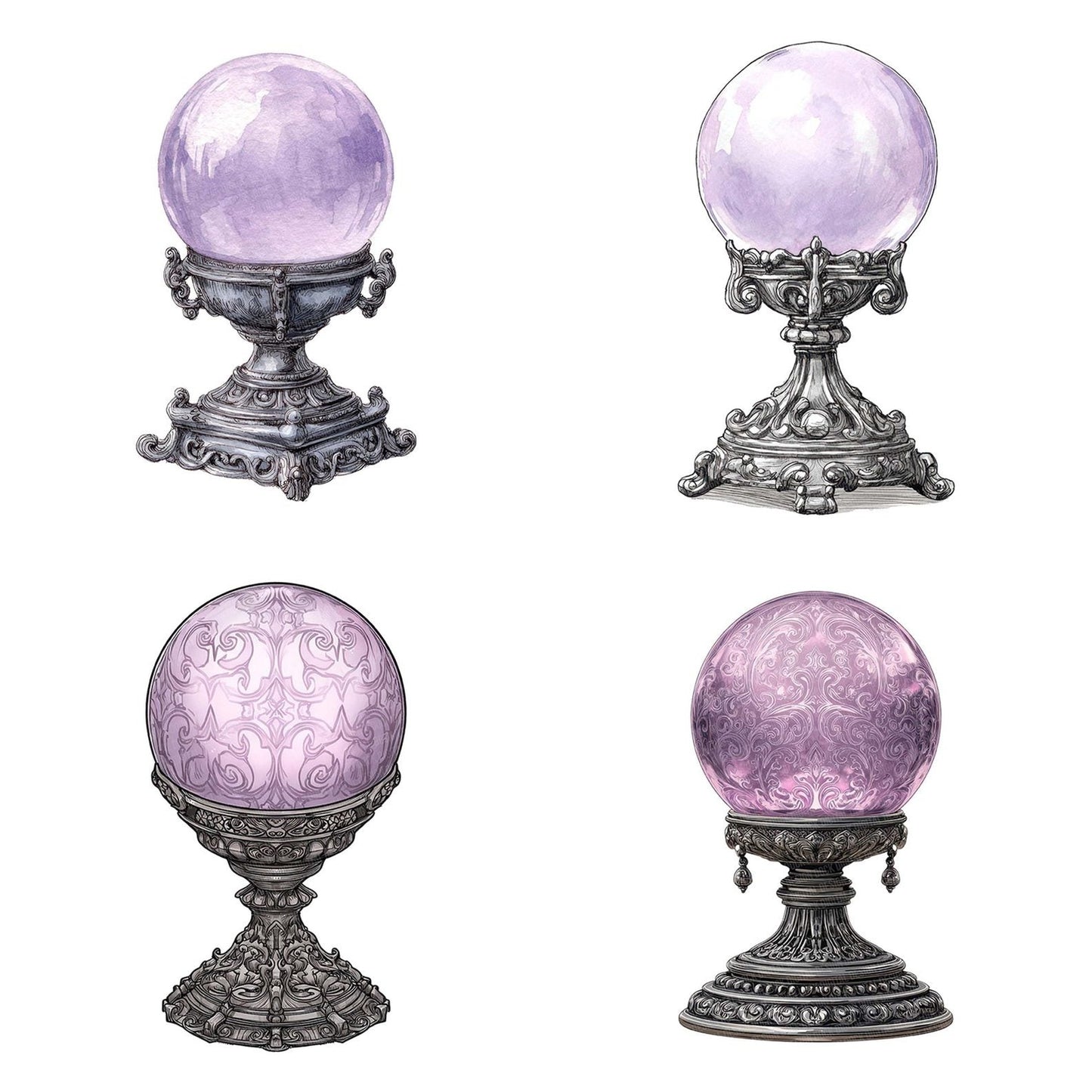 Watercolour Crystal Ball Clipart Set (DDD007078)