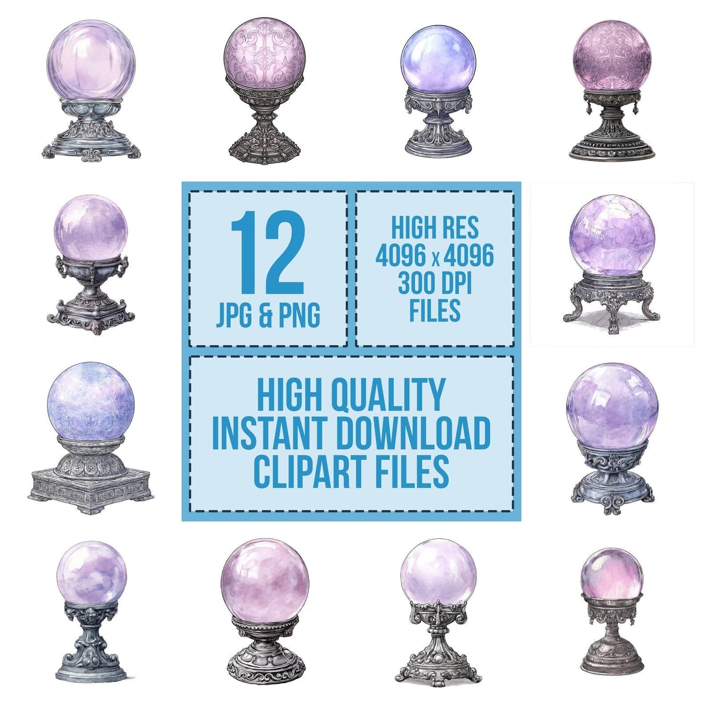 Watercolour Crystal Ball Clipart Set (DDD007078)