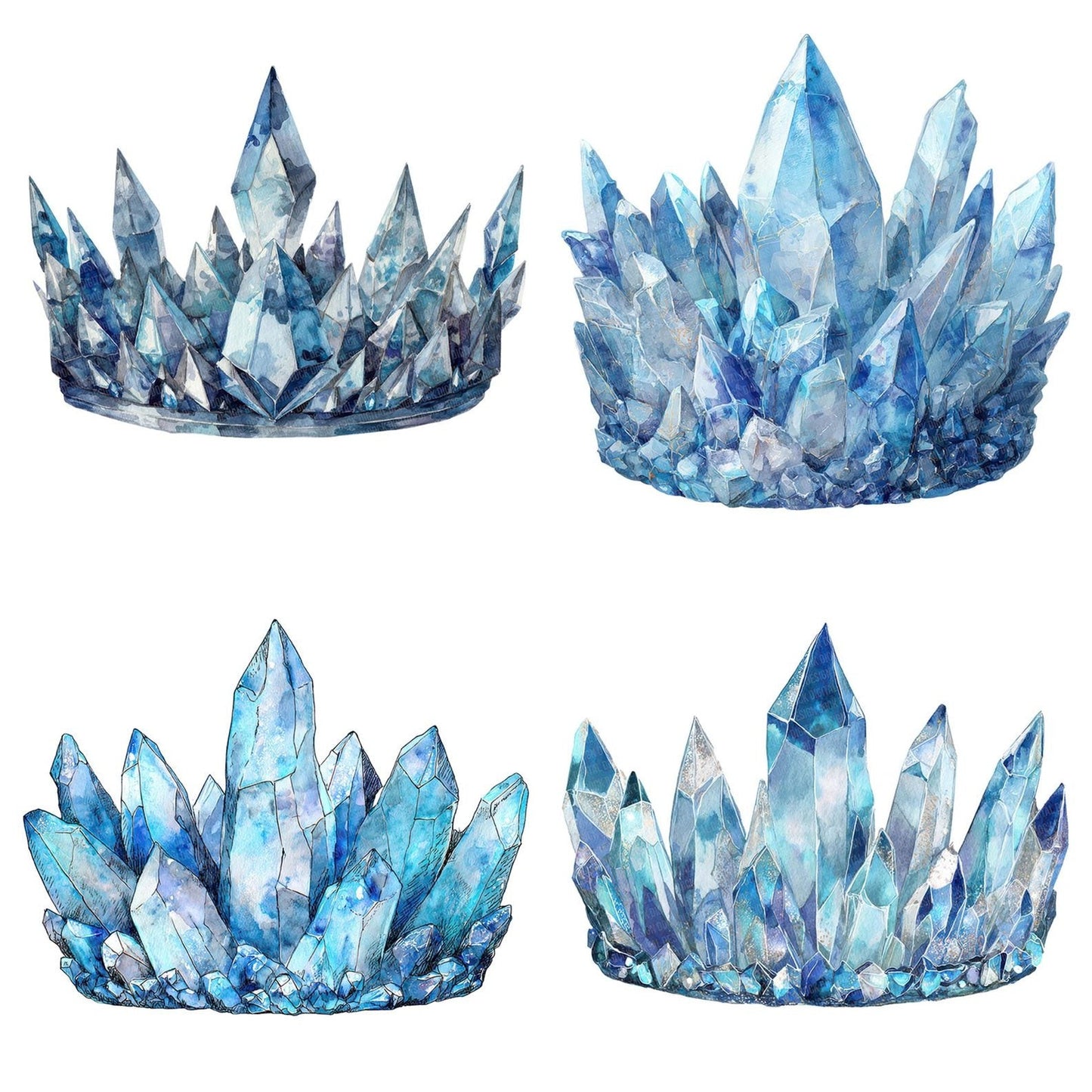 Watercolour Crystal Crown Clipart Set (DDD007079)