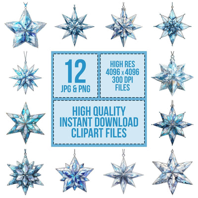 Watercolour Crystal Star Clipart Set (DDD007082)