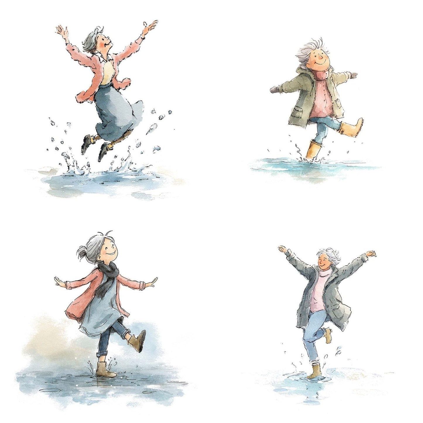 Watercolour Dancing Senior Woman Clipart Set (DDD007088)