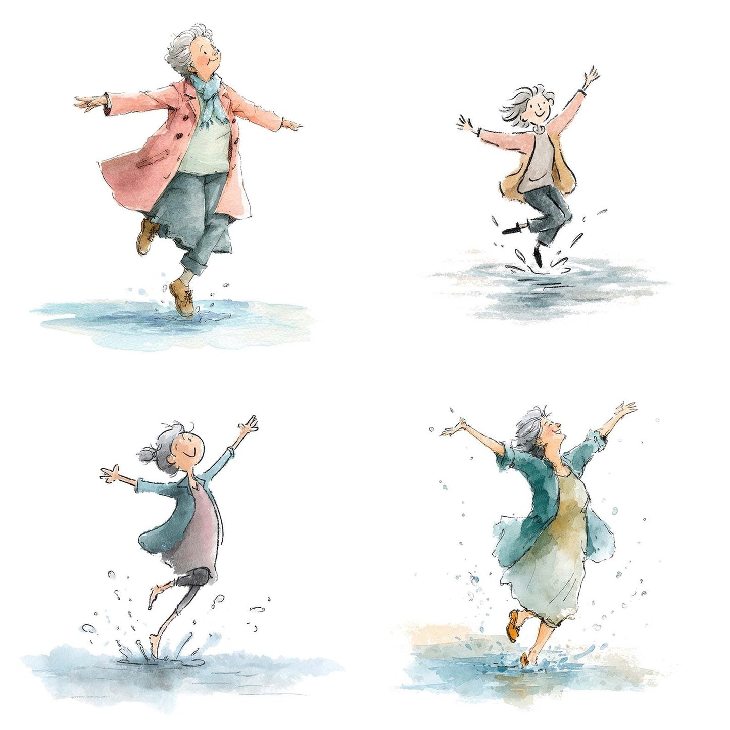 Watercolour Dancing Senior Woman Clipart Set (DDD007088)