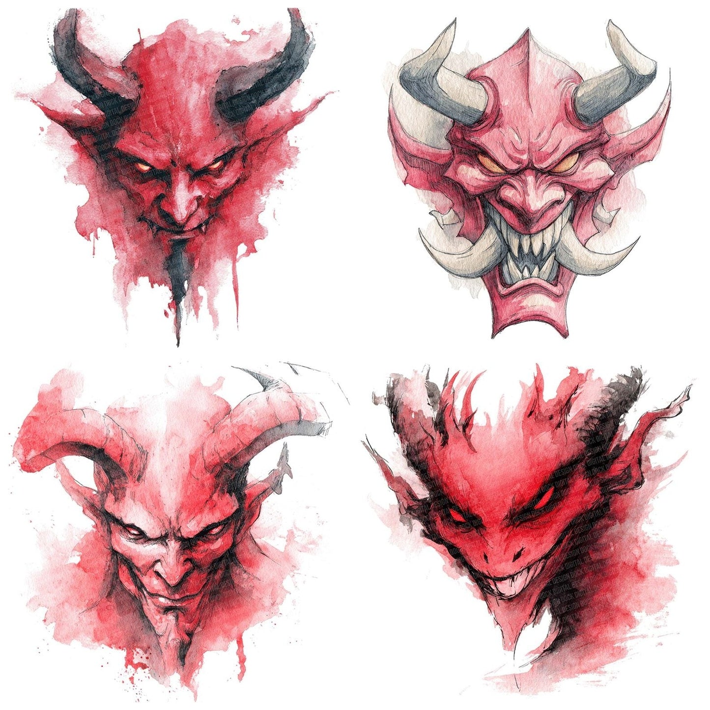 Watercolour Devil Horns Clipart Set (DDD007090)