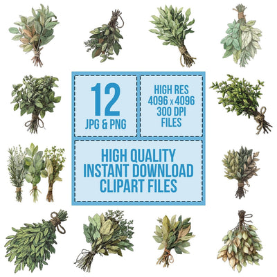 Watercolour Dried Herbs Clipart Set (DDD007098)