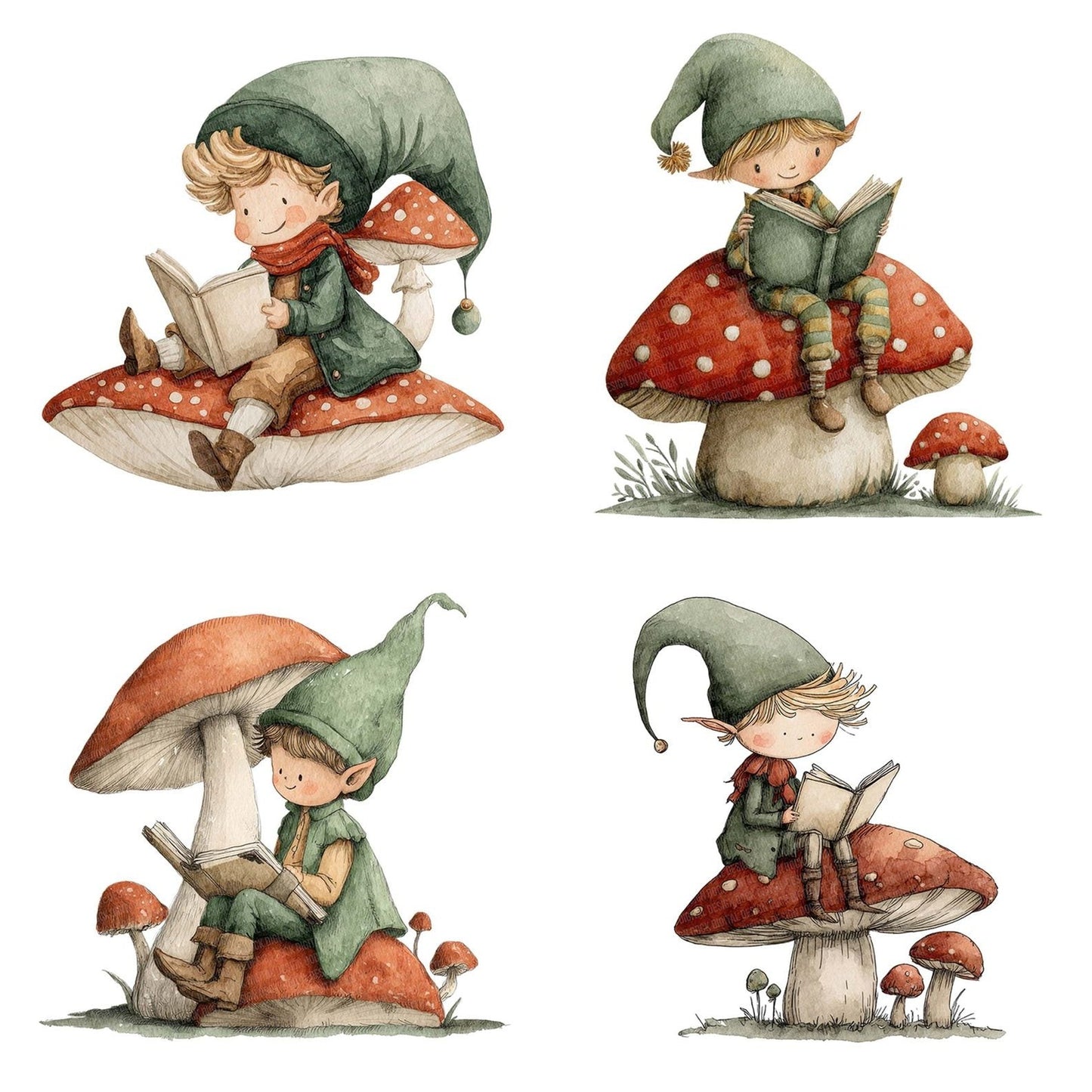 Watercolour Elf Mushroom Clipart Set (DDD007104)
