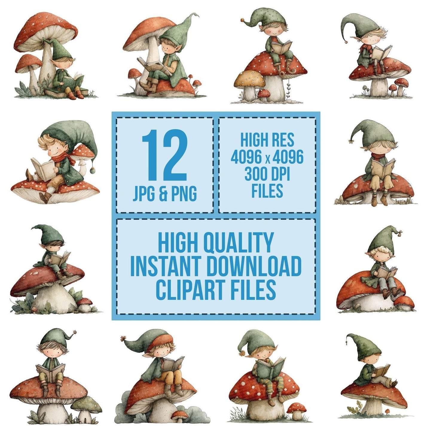Watercolour Elf Mushroom Clipart Set (DDD007104)
