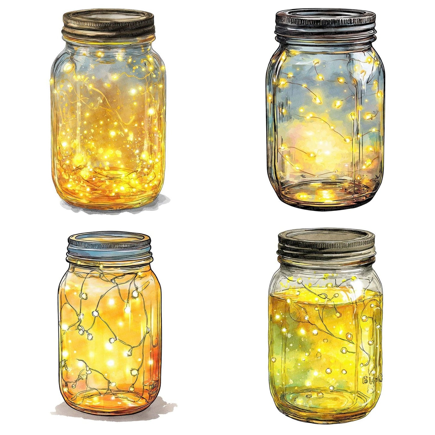 Watercolour Fairy Jar Clipart Set (DDD007108)