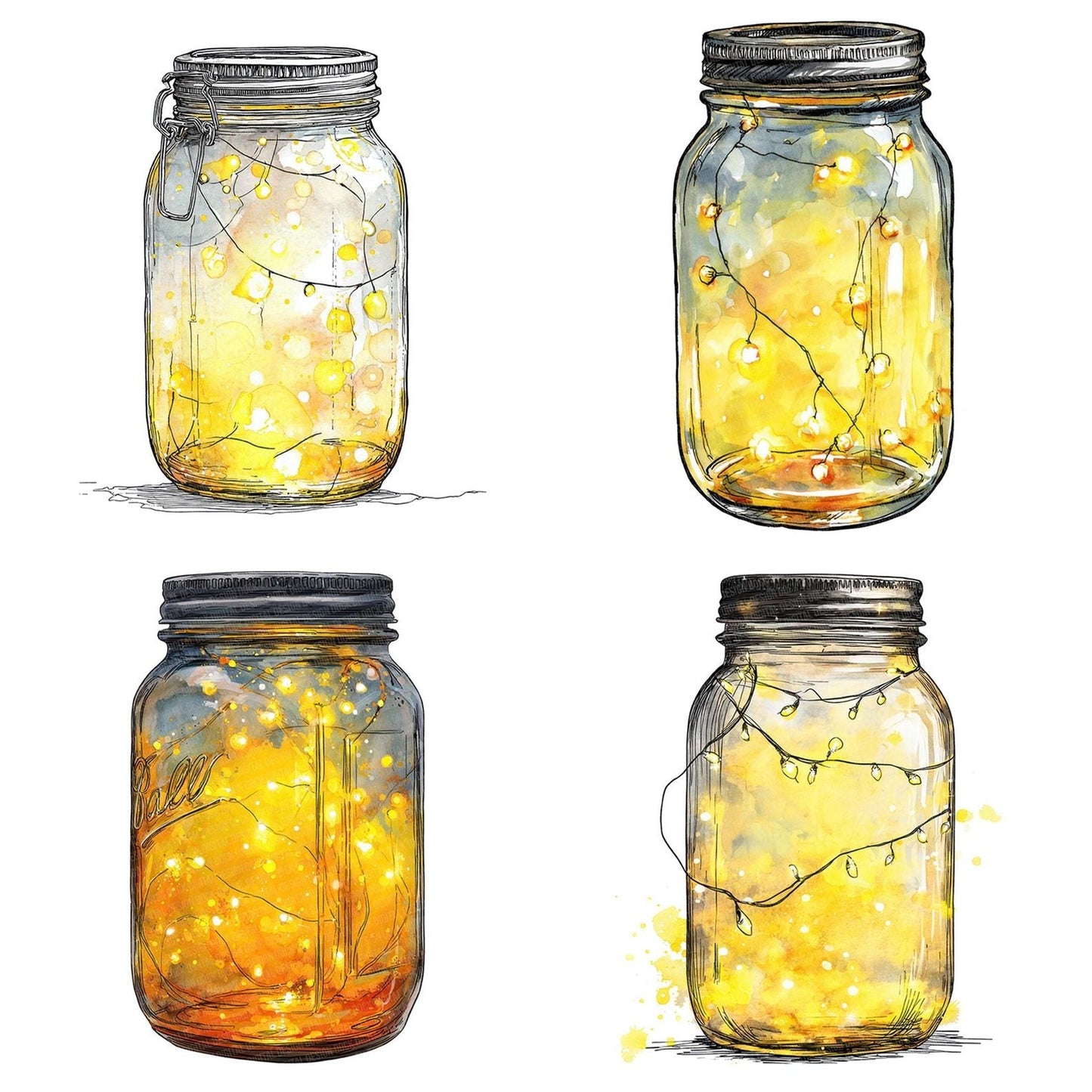 Watercolour Fairy Jar Clipart Set (DDD007108)