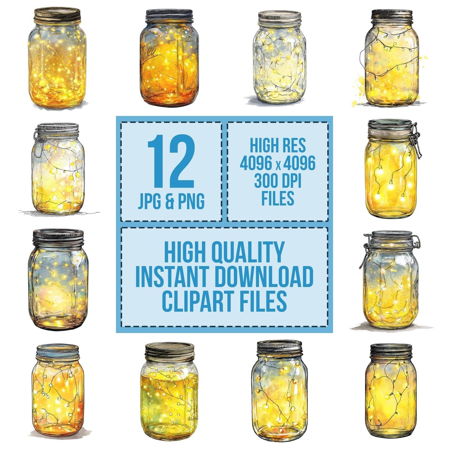 Watercolour Fairy Jar Clipart Set (DDD007108)