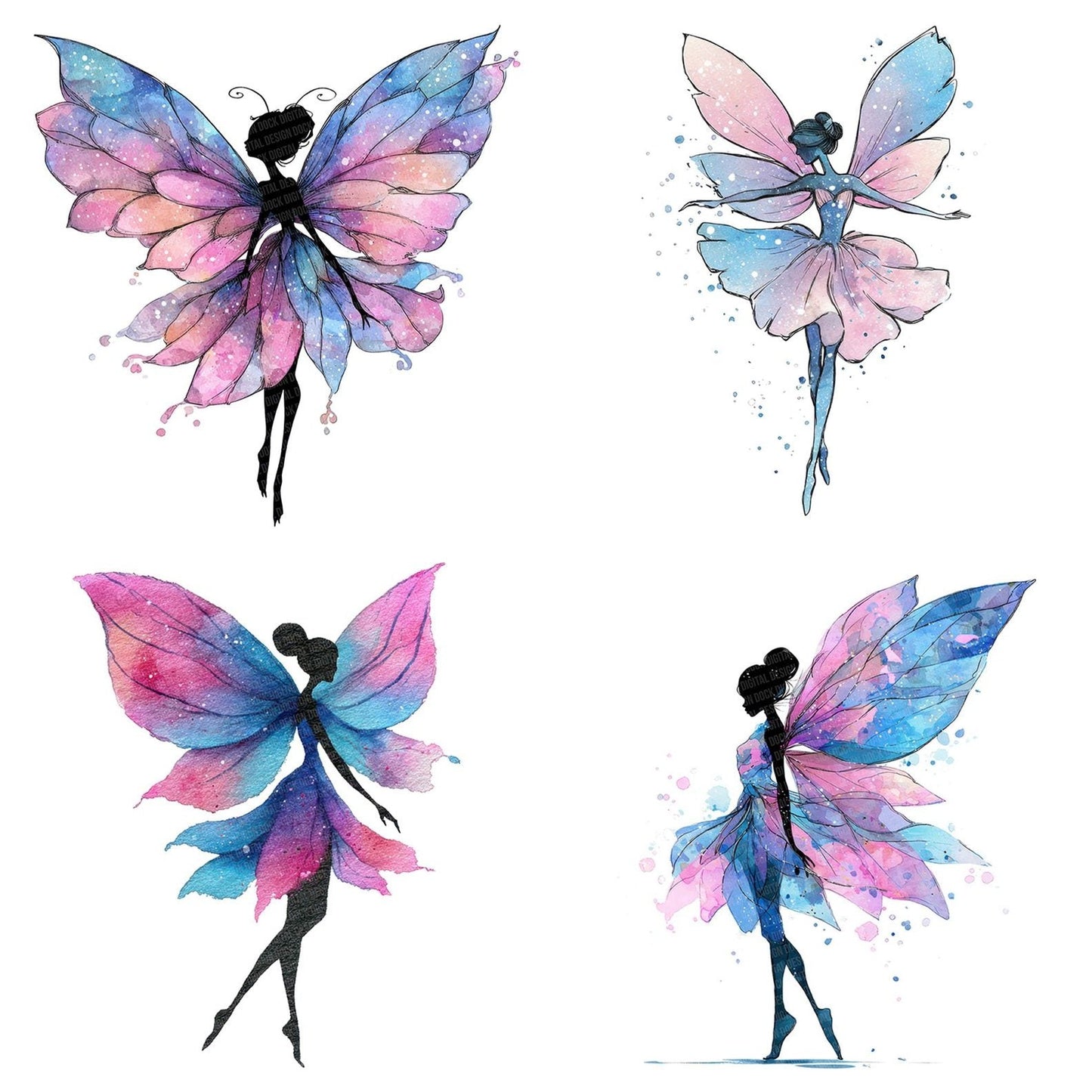 Watercolour Fairy Wings Clipart Set (DDD007109)