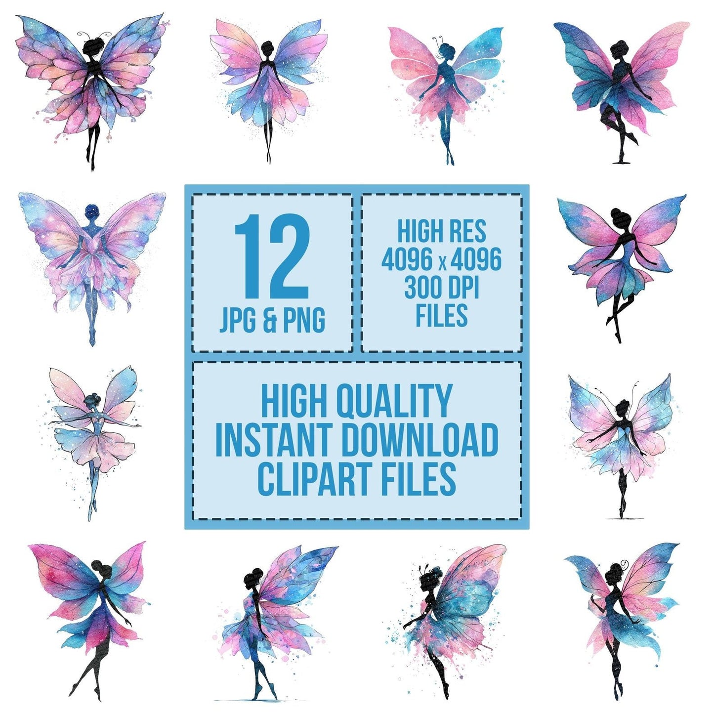Watercolour Fairy Wings Clipart Set (DDD007109)