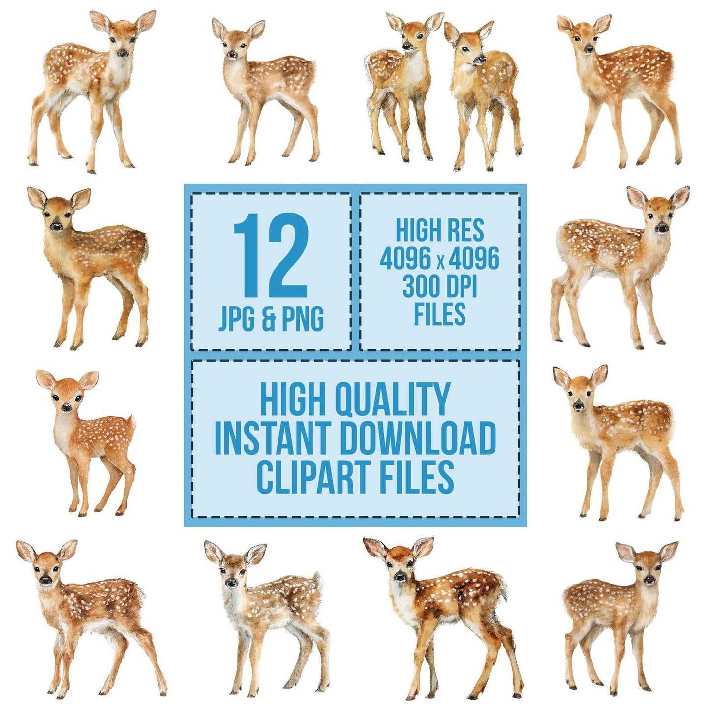 Watercolour Fawn Clipart Set (DDD007111)