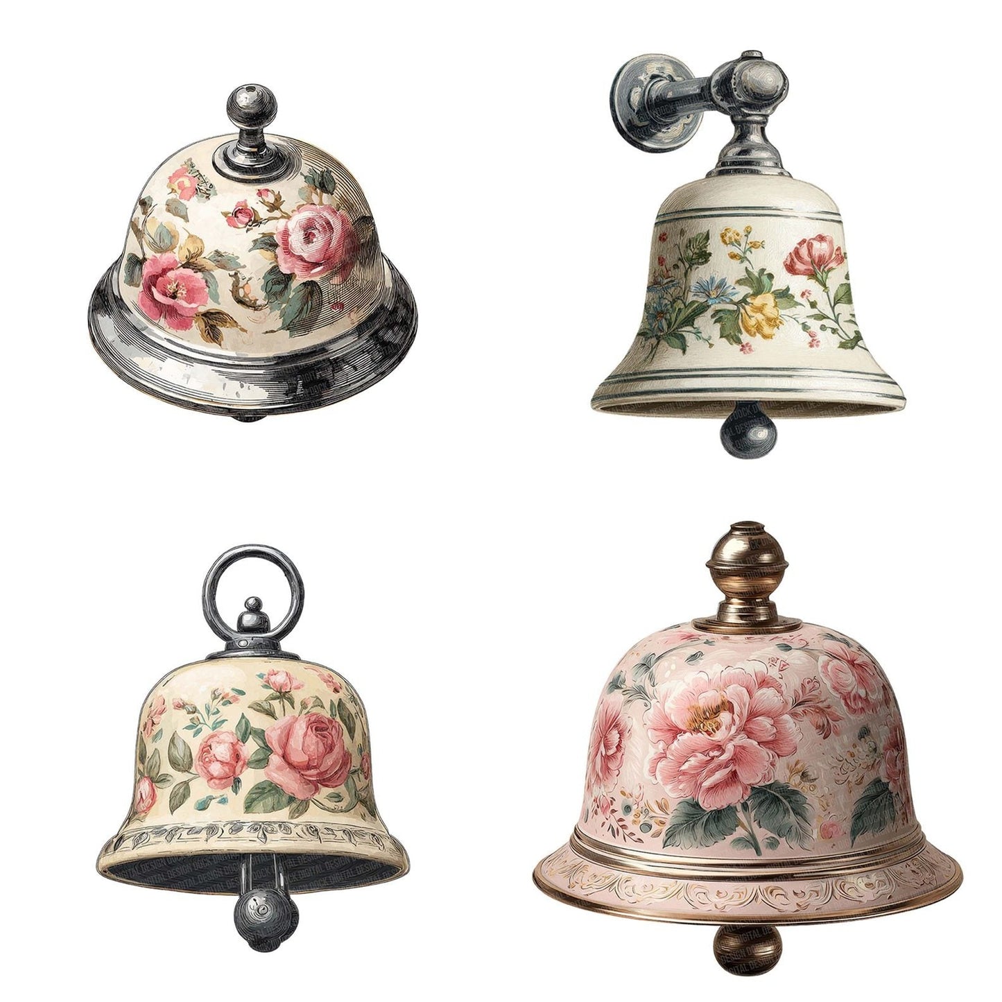 Watercolour Floral Bell Clipart Set (DDD007114)