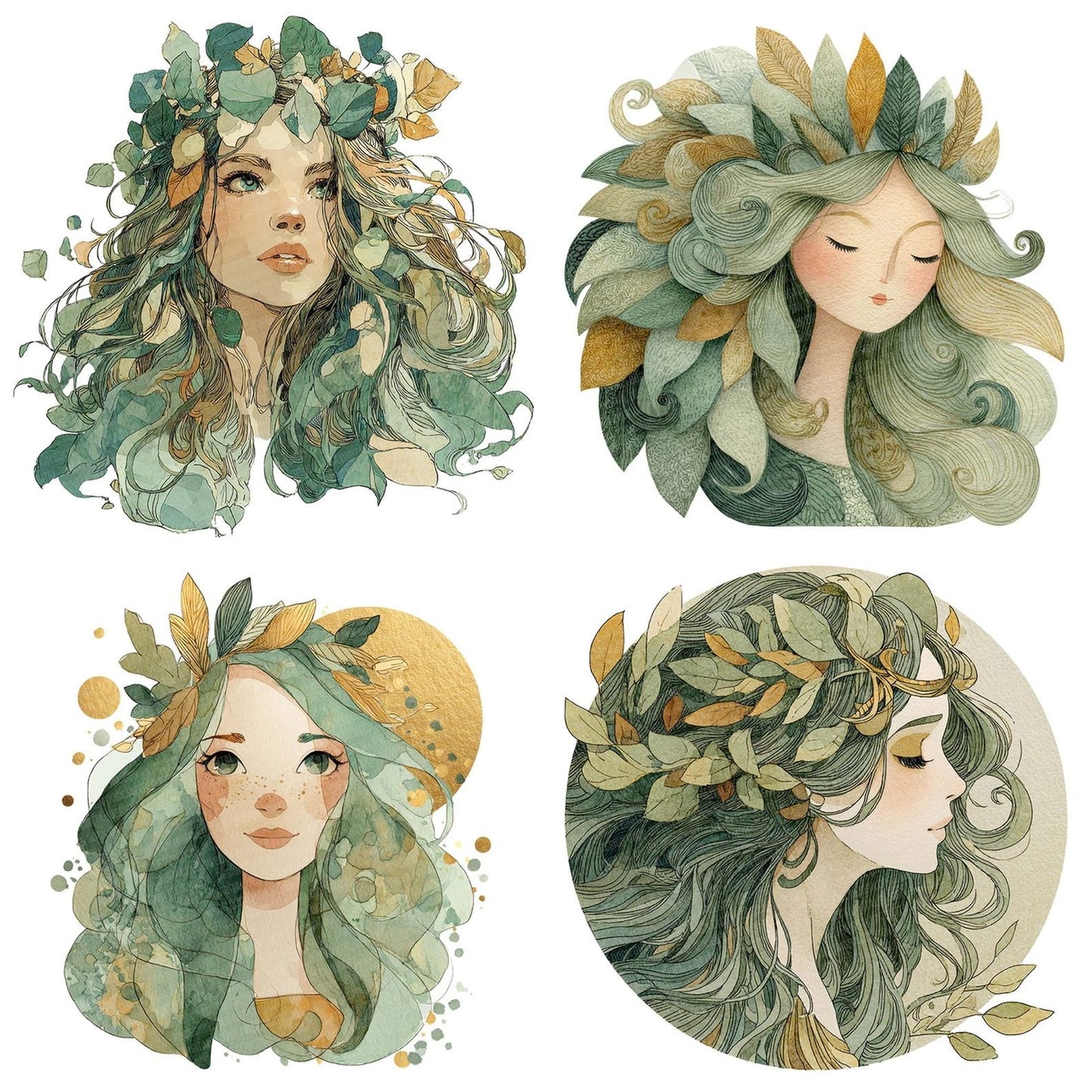 Watercolour Forest Nymph Clipart Set (DDD007126)