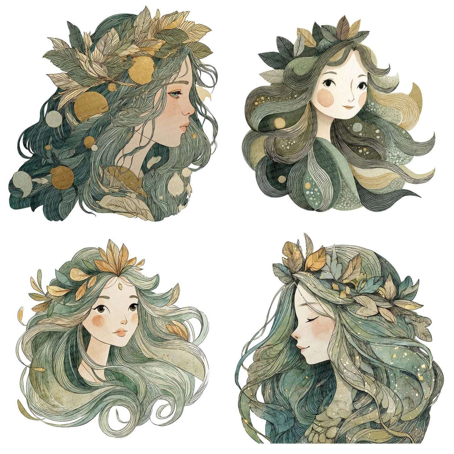 Watercolour Forest Nymph Clipart Set (DDD007126)