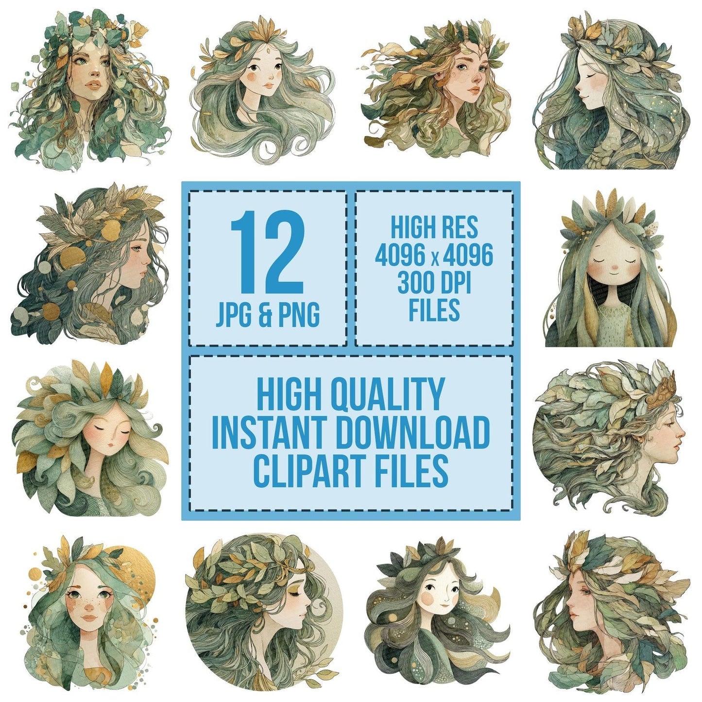 Watercolour Forest Nymph Clipart Set (DDD007126)