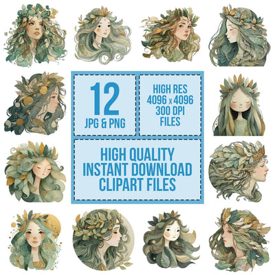 Watercolour Forest Nymph Clipart Set (DDD007126)