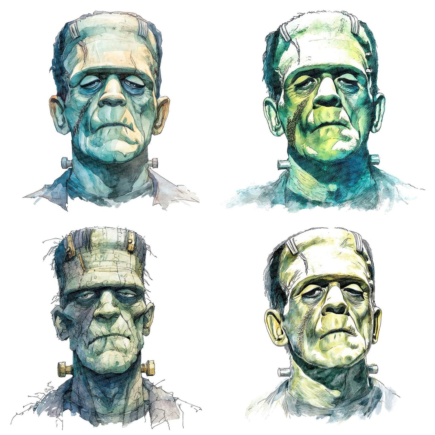 Watercolour Frankenstein Monster Clipart Set (DDD007131)