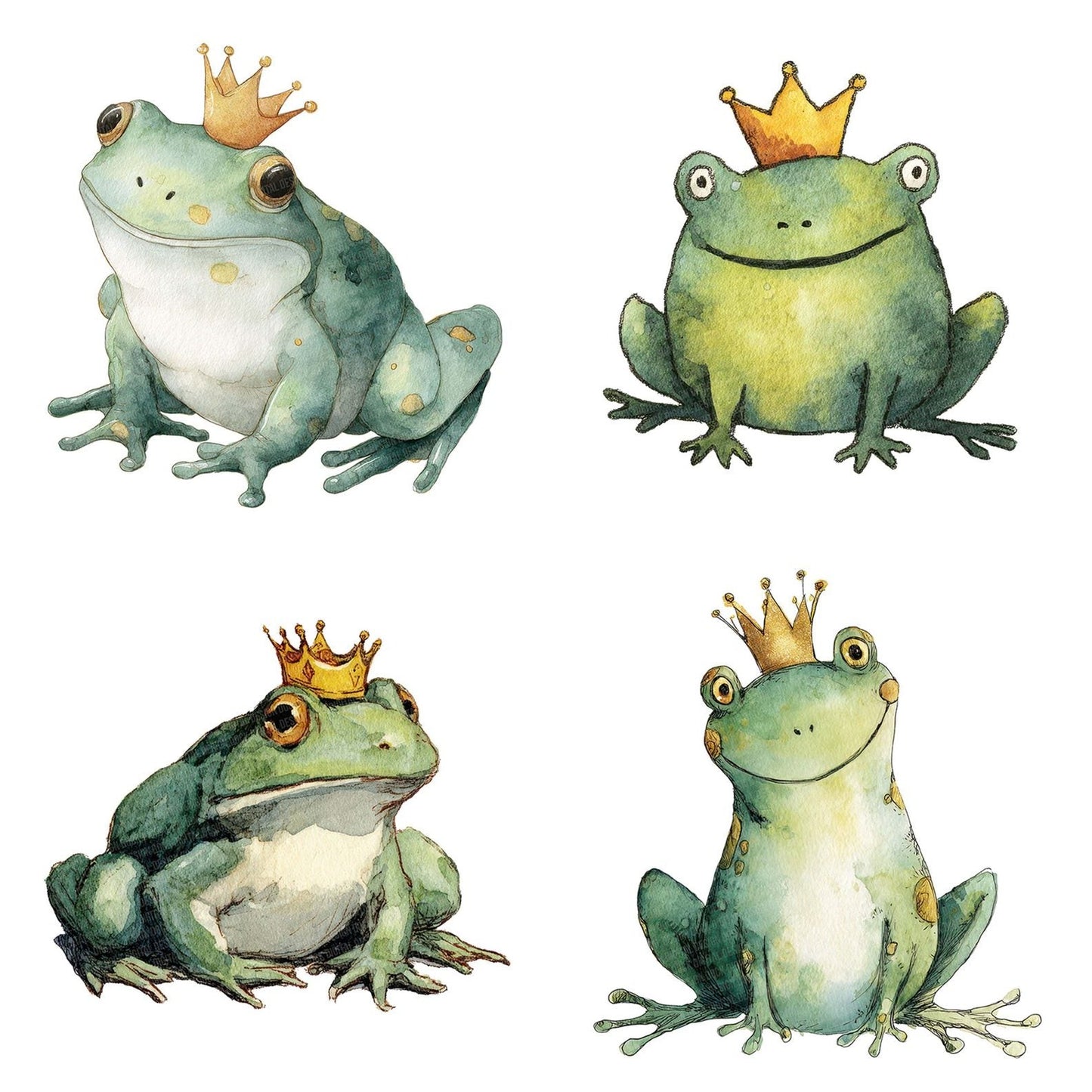 Watercolour Frog Crown Clipart Set (DDD007133)