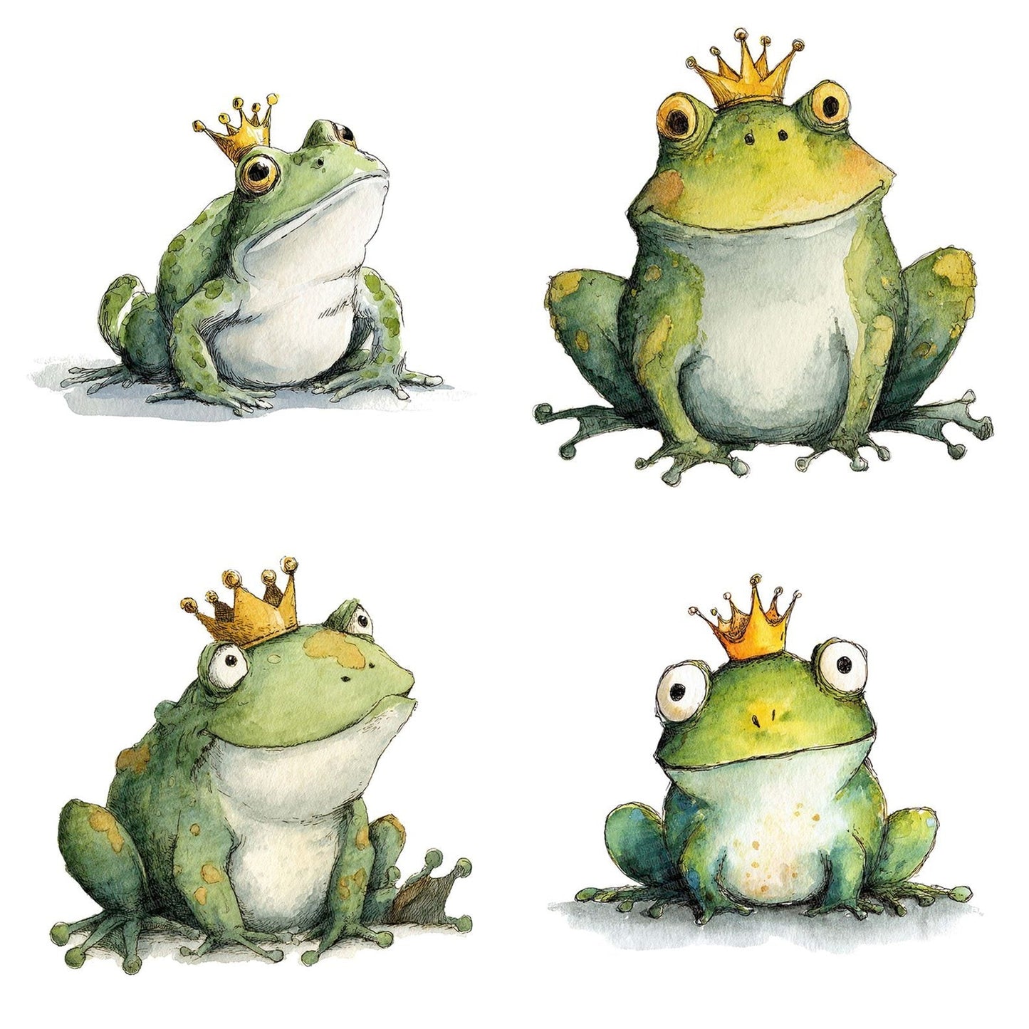 Watercolour Frog Crown Clipart Set (DDD007133)