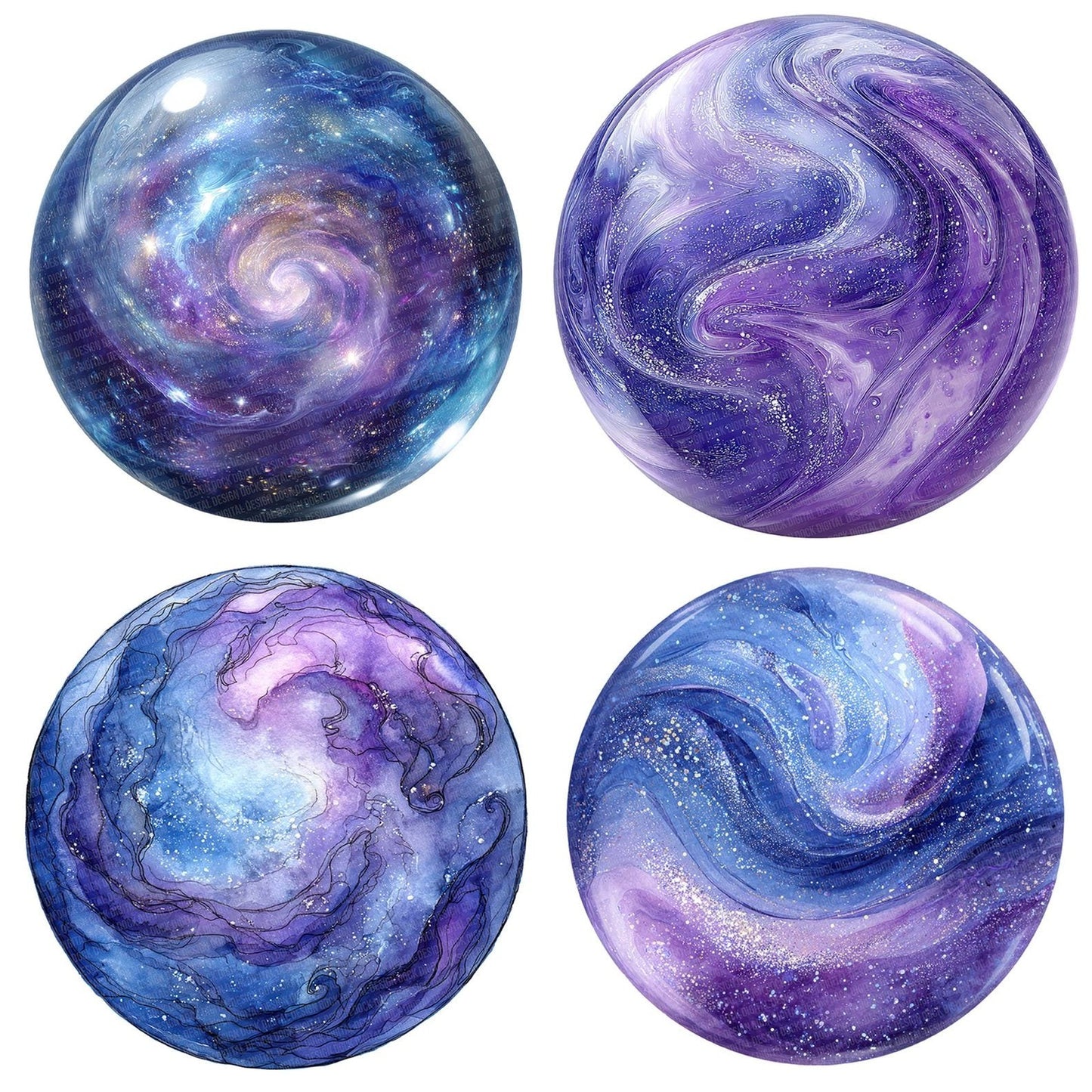 Watercolour Galaxy Orb Clipart Set (DDD007134)