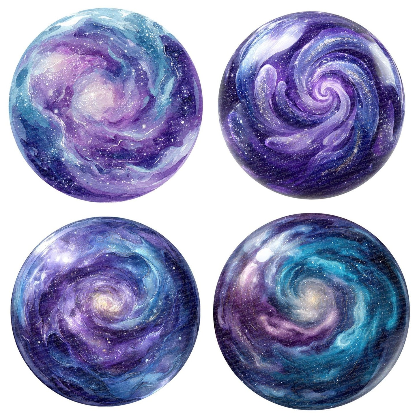 Watercolour Galaxy Orb Clipart Set (DDD007134)
