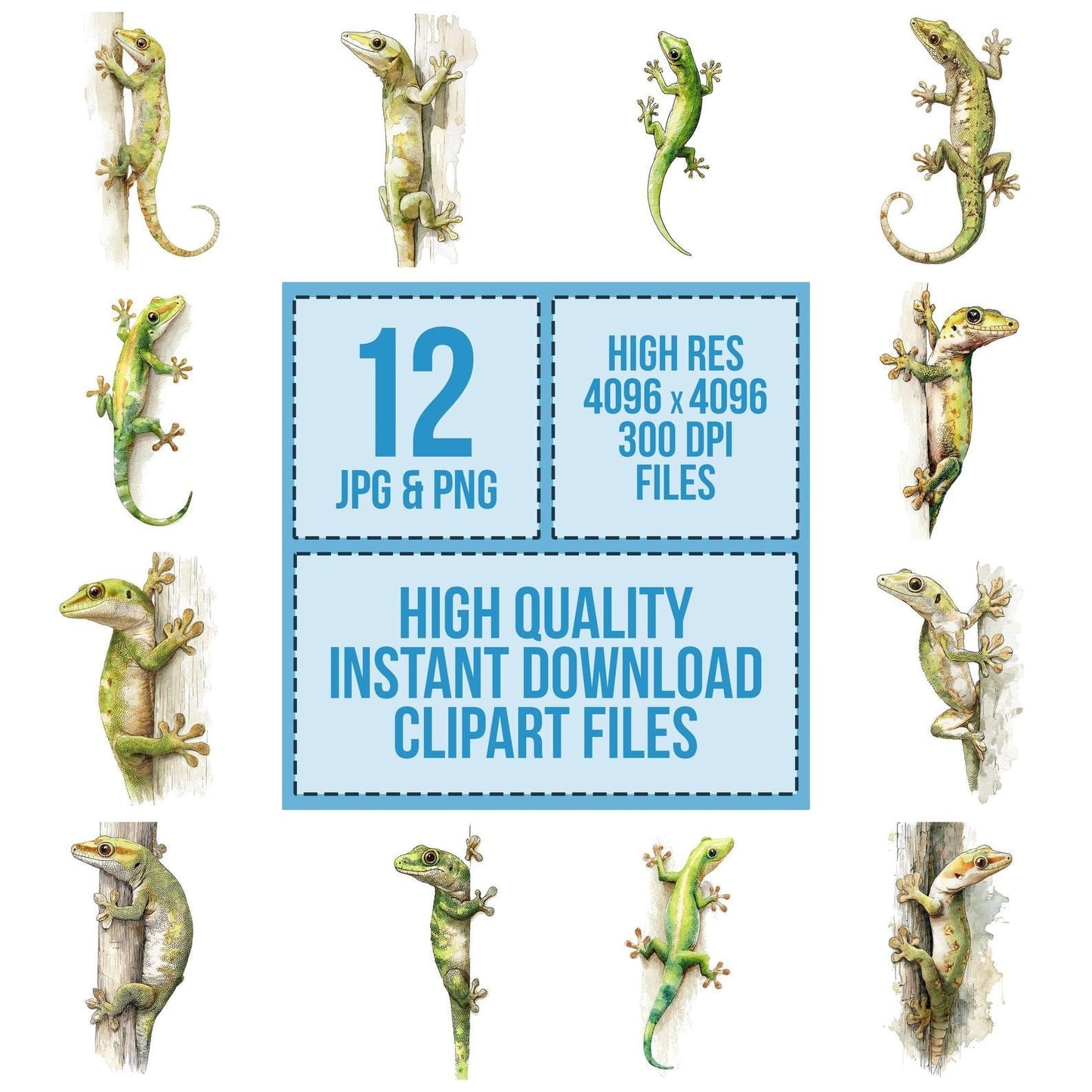 Watercolour Gecko Clipart Set (DDD007137)