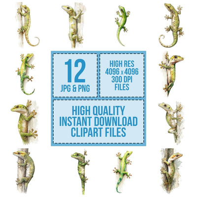 Watercolour Gecko Clipart Set (DDD007137)